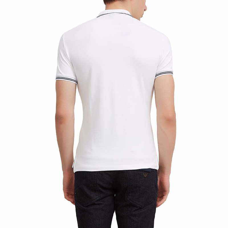 Purchase Emporio Armani Logo Print White Straight-Cut Short Sleeve Polo Shirt 8N1F30-1JPTZ-0100