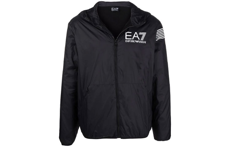 Emporio Armani Logo Print Windbreaker Jacket Black 6KPB05-PNR4Z-1200