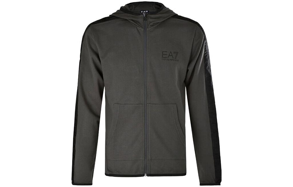 Emporio Armani Logo Print Zip-Up Hoodie Jacket - Gray 3GPV62-J05Z-1993