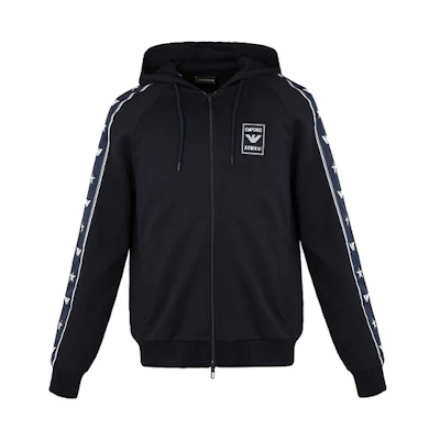 Emporio Armani Logo Print Zip Hoodie Navy Blue 6G1MG6-1J07Z-0922