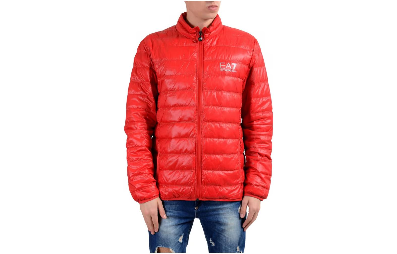 Emporio Armani Logo Print Zip Puffer Jacket Red 271076C-C2401-7574