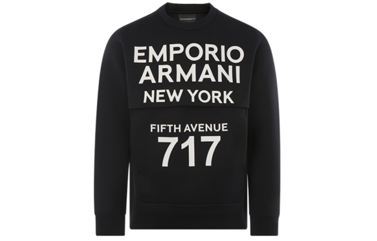 Emporio Armani Logo Printed Crewneck Sweatshirt Black Style 717 Long Sleeve 6H1MB4-1JDSZ-0012