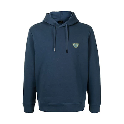 EMPORIO ARMANI Logo Pullover Hoodie Blue Long Sleeve Sweater. 6K1ML5-1JWXZ-0908
