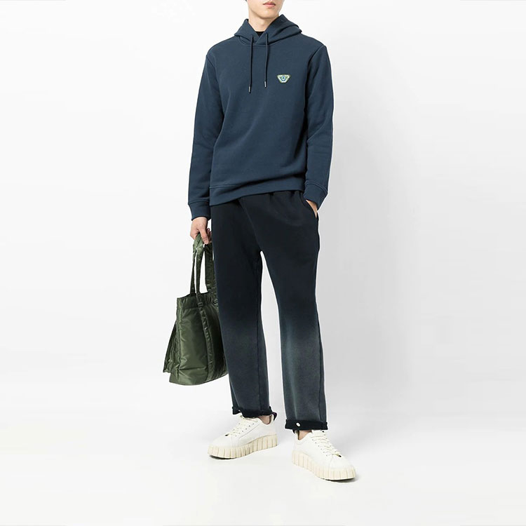 Lookbook EMPORIO ARMANI Logo Pullover Hoodie Blue Long Sleeve Sweater. 6K1ML5-1JWXZ-0908