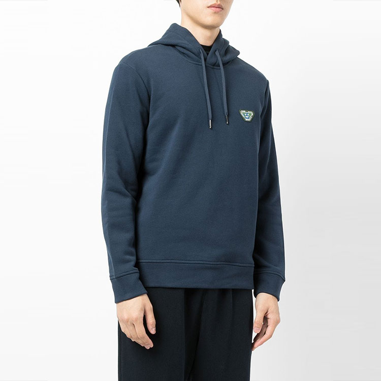 Shop EMPORIO ARMANI Logo Pullover Hoodie Blue Long Sleeve Sweater. 6K1ML5-1JWXZ-0908