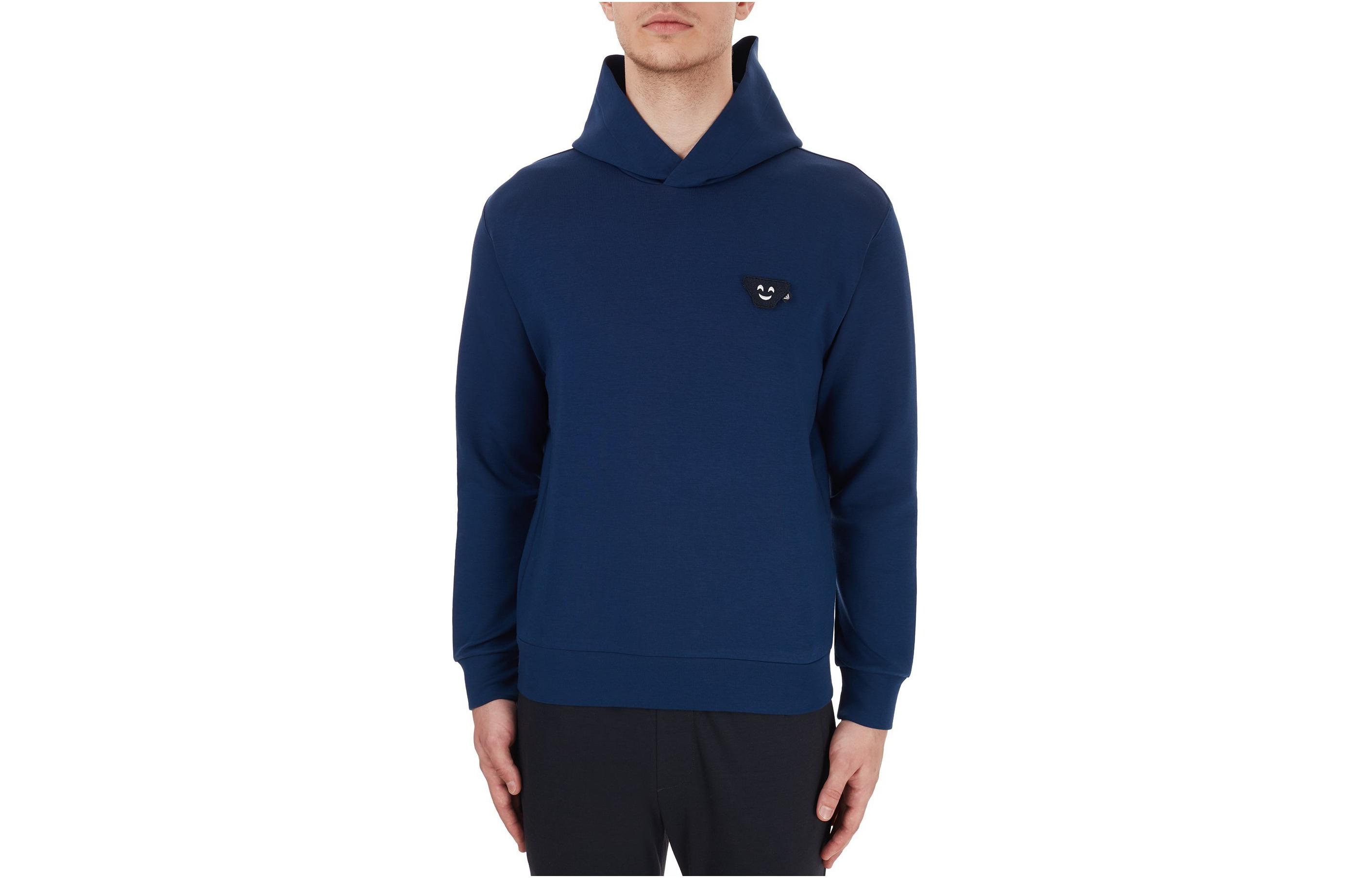 Emporio Armani Logo Smiley Patch Casual Hoodie Navy Blue () 6H1MR4-1JHSZ-0975