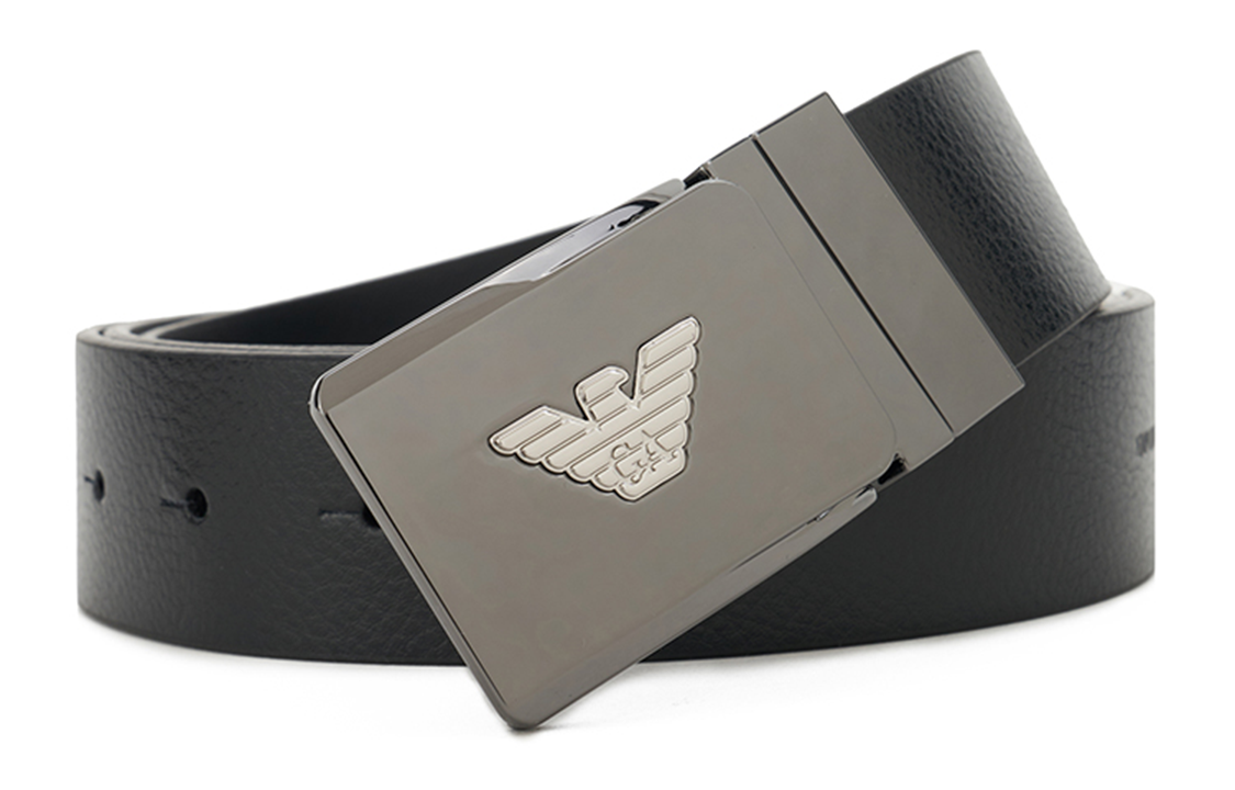 Shop 安普里奥阿玛尼黑色平滑扣皮带 3.5厘米宽 Y4S623YQ50X81386