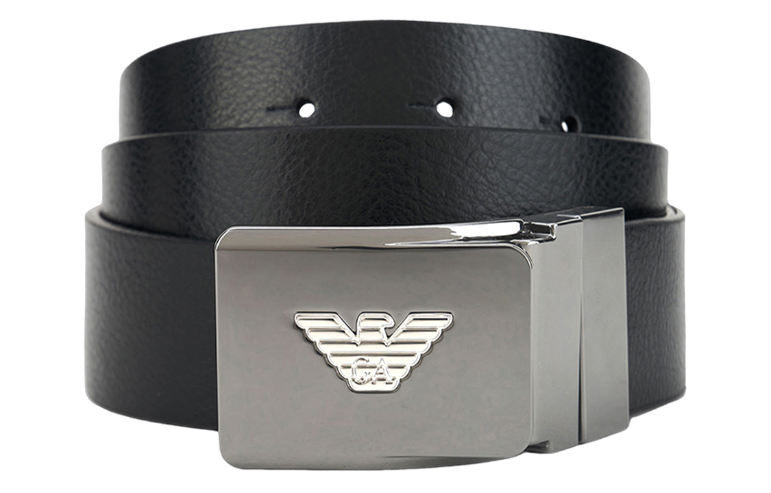 Purchase 安普里奥阿玛尼黑色平滑扣皮带 3.5厘米宽 Y4S623YQ50X81386