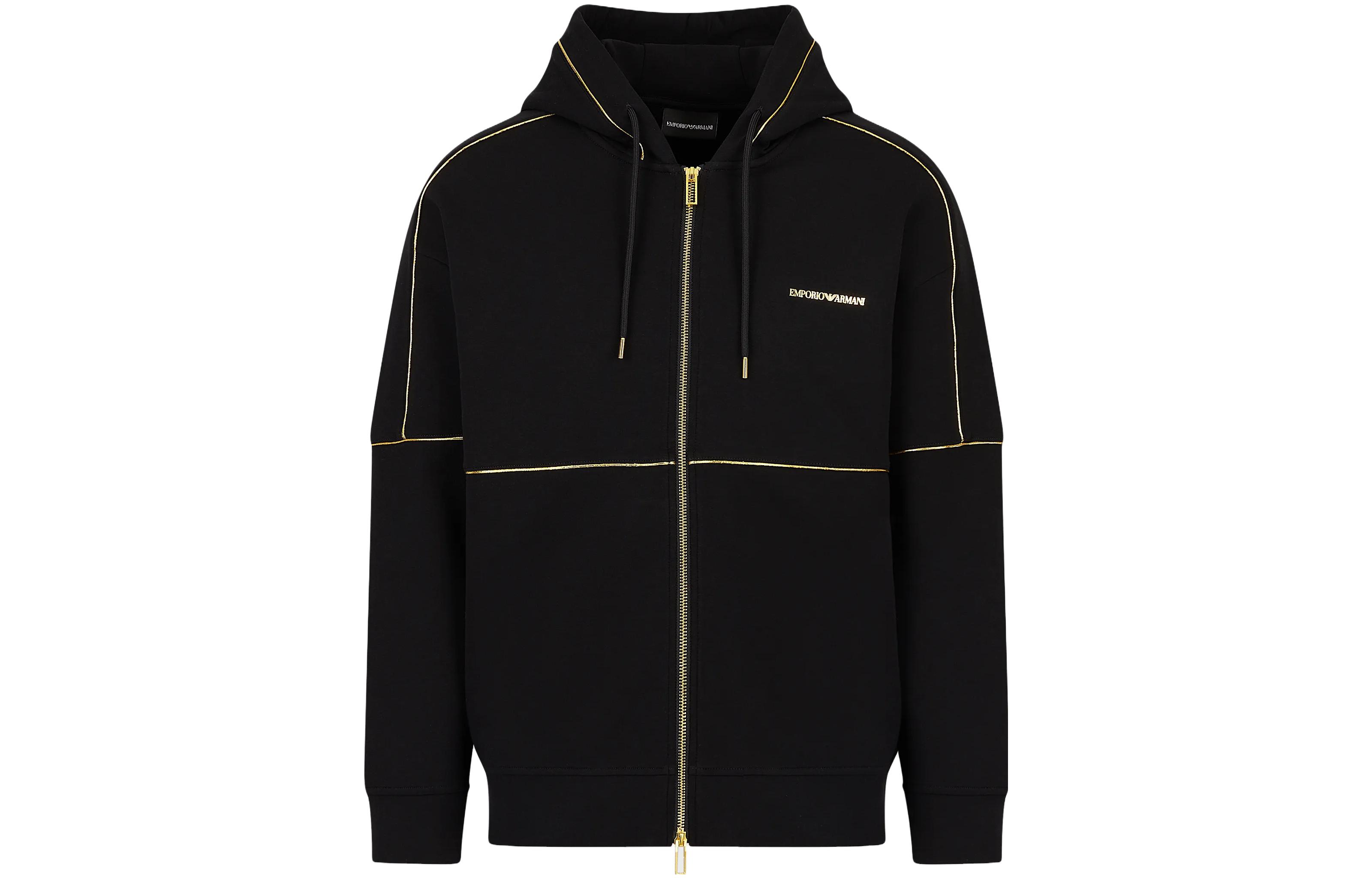 Emporio Armani Logo Striped Print Hooded Jacket Black () 3R1MBU-1JHSZ-10999