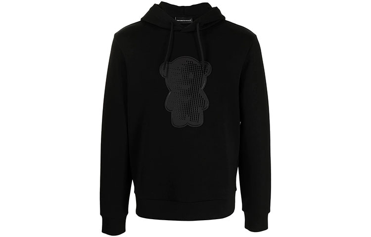 Emporio Armani Logo Teddy Bear Patch Hoodie Black () 3K1MG8-1-JHSZ