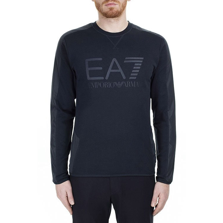 Shop Emporio Armani 长袖卫衣 - 深蓝色 6XPMA6-PJ31Z-1578