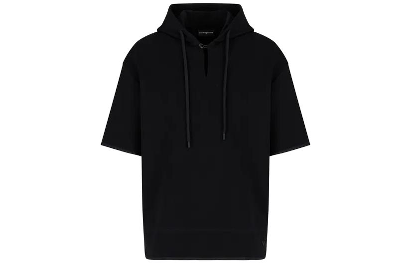 Emporio Armani Loose Fit Black Short-Sleeve Hoodie for Men 6R1MBY1-JHSZ1-0999