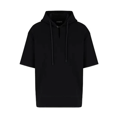 Emporio Armani Loose Fit Black Short-Sleeve Hoodie for Men 6R1MBY1-JHSZ1-0999