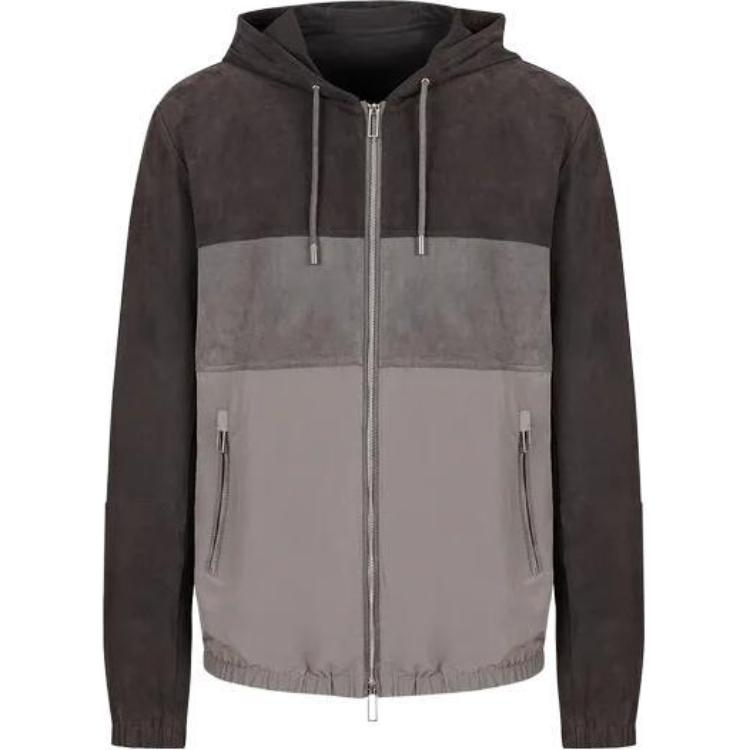 Emporio Armani Loose Fit Patchwork Hoodie Jacket - Gray D41R7D-D1P7D-1016