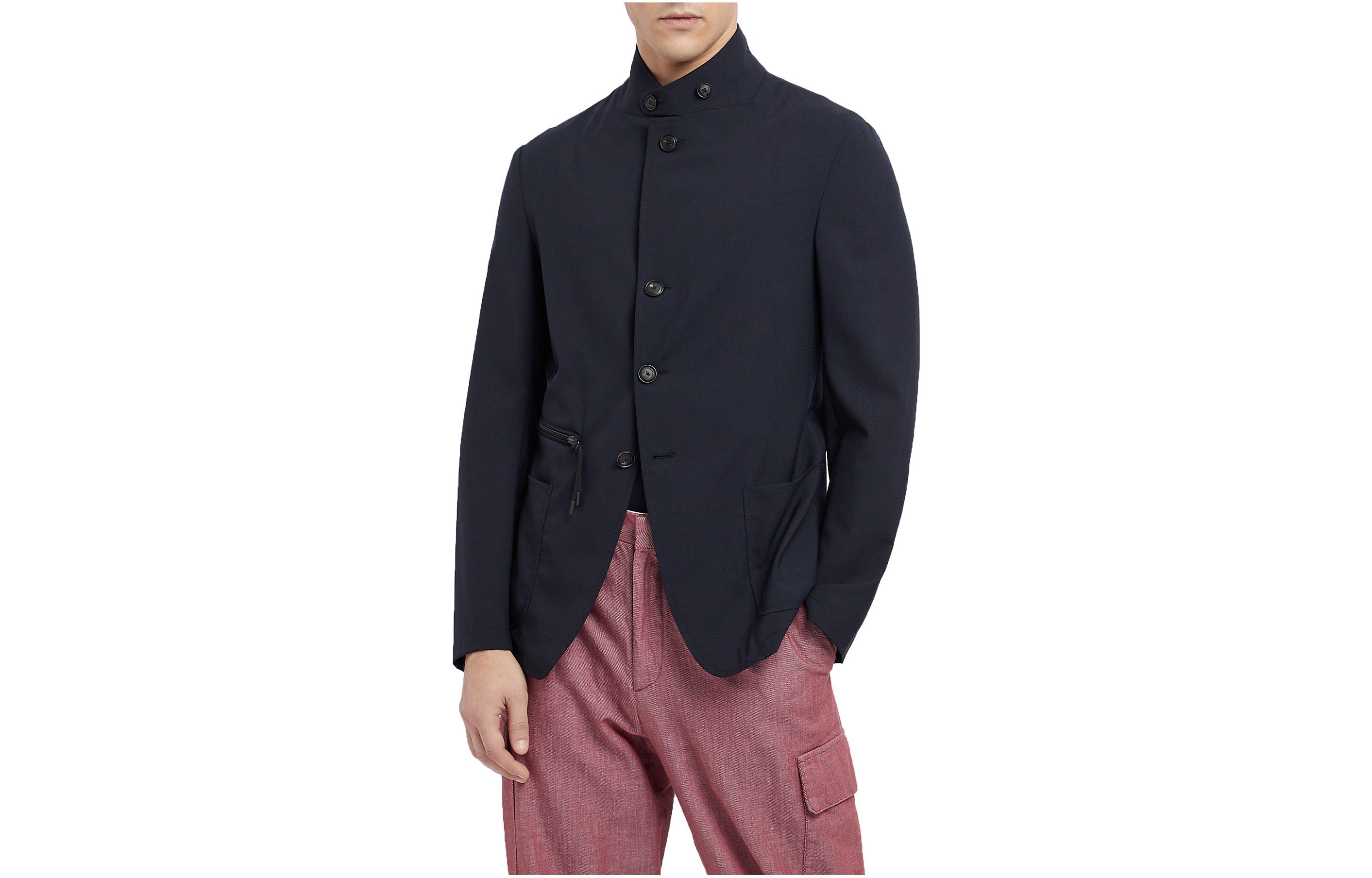 Emporio Armani Loose Fit Stand Collar Jacket Blue 21G70S-21558-922