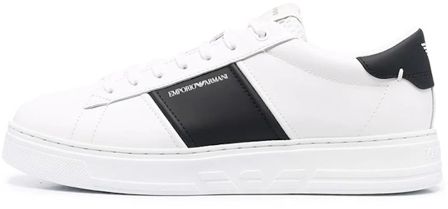 EMPORIO ARMANI 阿玛尼 logo條紋低幫 時尚板鞋 男款 白黑色 Buy EMPORIO ARMANI 阿玛尼 logo條紋低幫 時尚板鞋 男款 白黑色