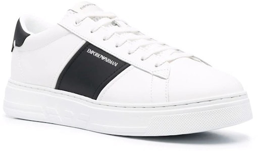 EMPORIO ARMANI 阿玛尼 logo條紋低幫 時尚板鞋 男款 白黑色 Order EMPORIO ARMANI 阿玛尼 logo條紋低幫 時尚板鞋 男款 白黑色