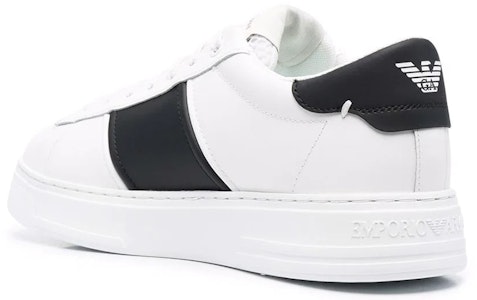 EMPORIO ARMANI 阿玛尼 logo條紋低幫 時尚板鞋 男款 白黑色 Lookbook EMPORIO ARMANI 阿玛尼 logo條紋低幫 時尚板鞋 男款 白黑色