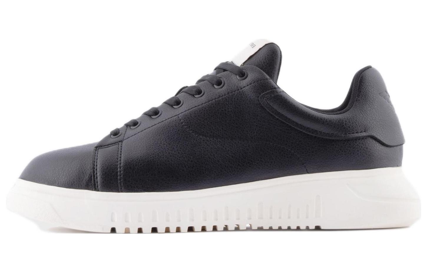 Emporio Armani Low Top Lace-Up Sneakers 'Black Leather' X4X264XF532100002