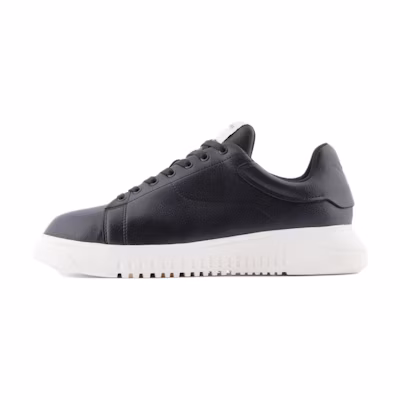 Emporio Armani Low Top Lace-Up Sneakers 'Black Leather'