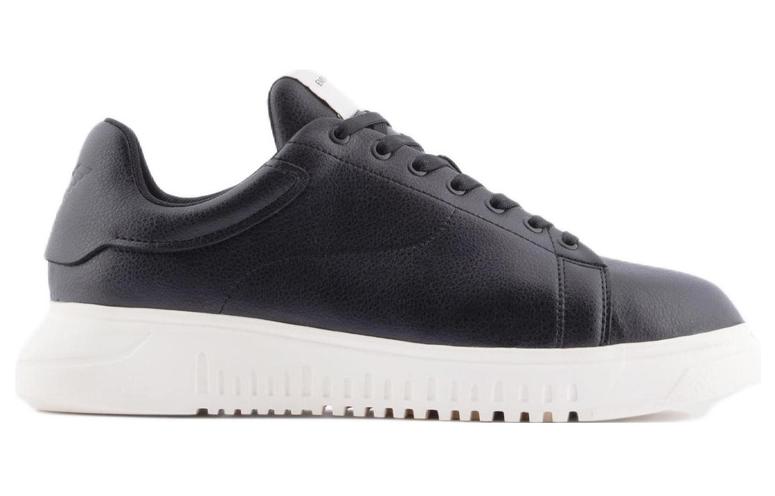 Order Sneakers Rendah Emporio Armani 'Kulit Hitam' Lelaki Perempuan X4X264XF532100002