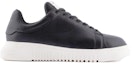 Order Sneakers Rendah Emporio Armani 'Kulit Hitam' Lelaki Perempuan X4X264XF532100002