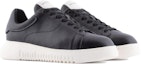 Lookbook Sneakers Rendah Emporio Armani 'Kulit Hitam' Lelaki Perempuan X4X264XF532100002