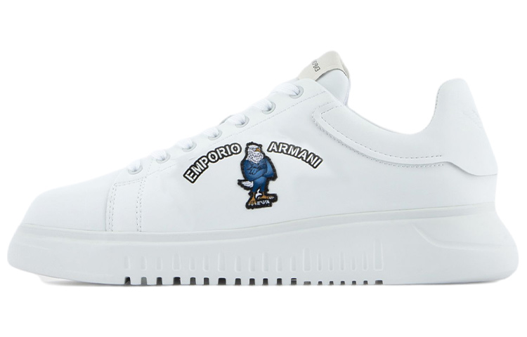 Emporio Armani Manga Capsule Leather Low-Top Casual Sneakers White Men X4X264XN188100001