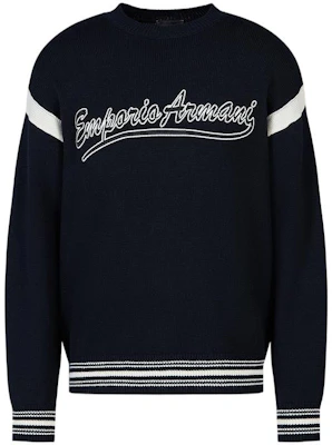 Emporio Armani Suéter Tejido Hombre FW23 Azul Marino con Raya y Logo. 6R1MXA-1MFUZ-0920 Order Emporio Armani Suéter Tejido Hombre FW23 Azul Marino con Raya y Logo. 6R1MXA-1MFUZ-0920