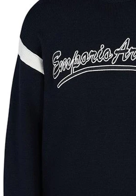 Emporio Armani Suéter Tejido Hombre FW23 Azul Marino con Raya y Logo. 6R1MXA-1MFUZ-0920 Shop Emporio Armani Suéter Tejido Hombre FW23 Azul Marino con Raya y Logo. 6R1MXA-1MFUZ-0920