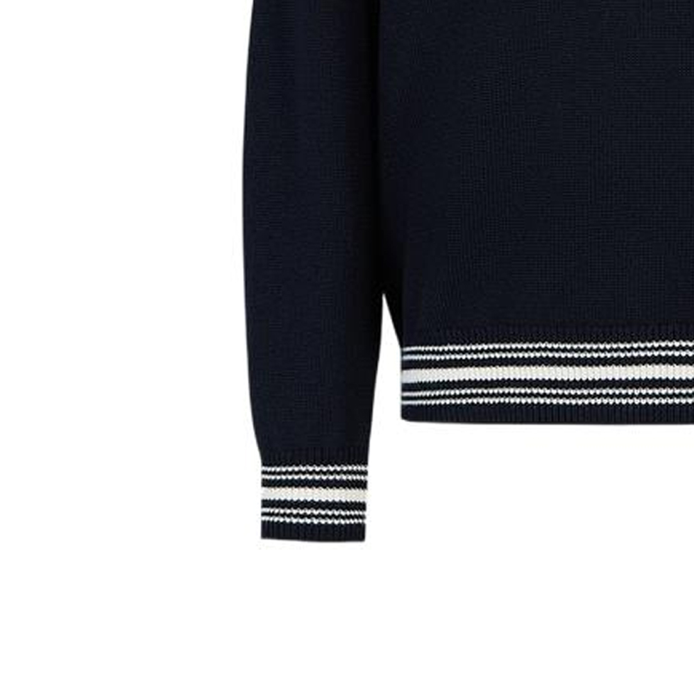 Details for Emporio Armani Suéter Tejido Hombre FW23 Azul Marino con Raya y Logo. 6R1MXA-1MFUZ-0920