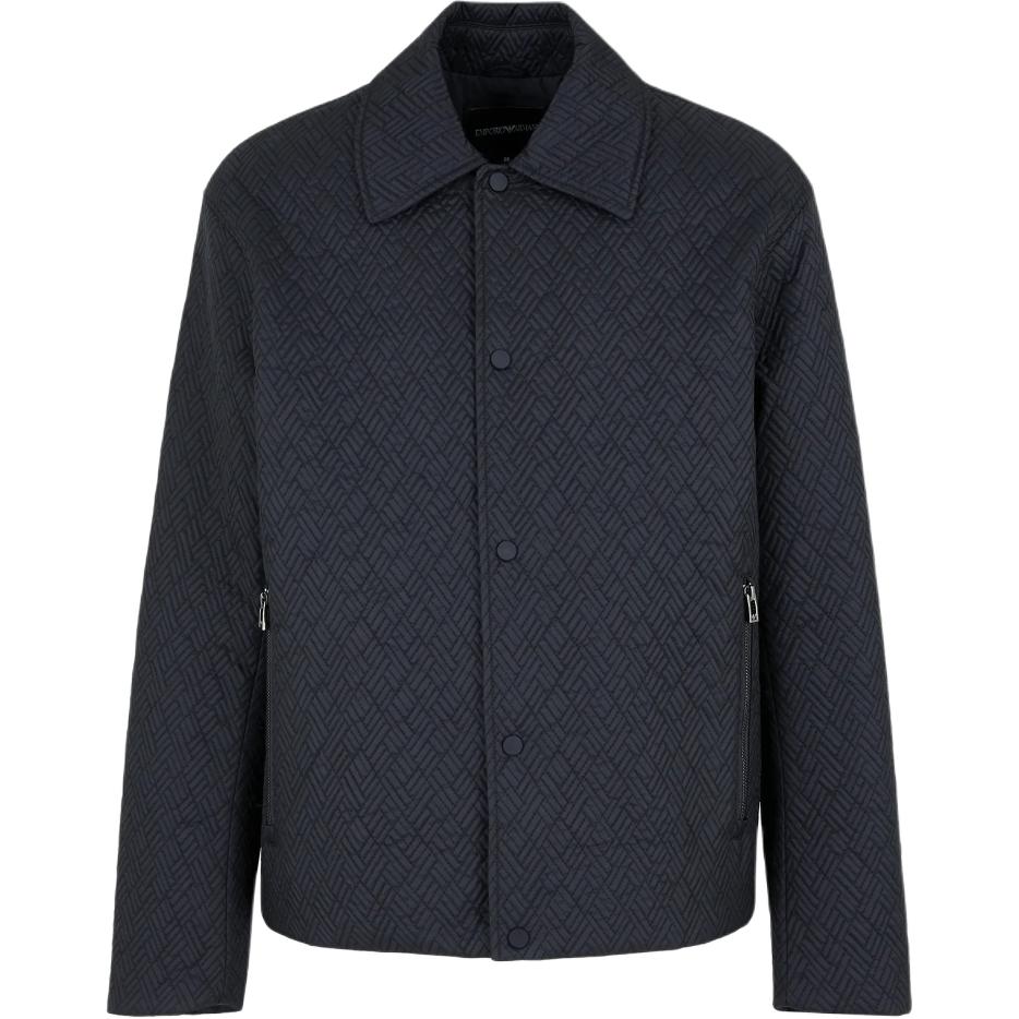 EMPORIO ARMANI Men’s Geometric Pattern Cotton Jacket Navy Blue FW24 6D1B69-1NVBZ-0920
