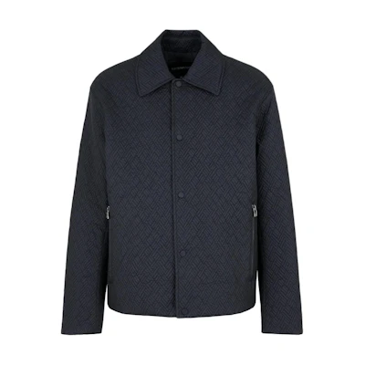 EMPORIO ARMANI Men’s Geometric Pattern Cotton Jacket Navy Blue FW24 6D1B69-1NVBZ-0920