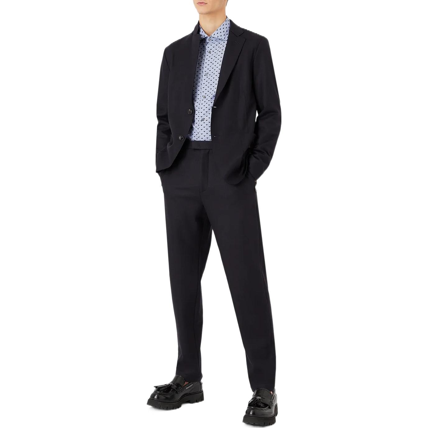 Lookbook Emporio Armani Micro Eagle Embroidered Long Sleeve Shirt Blue  Shirt. 6L1C861-NMTZ1-F723