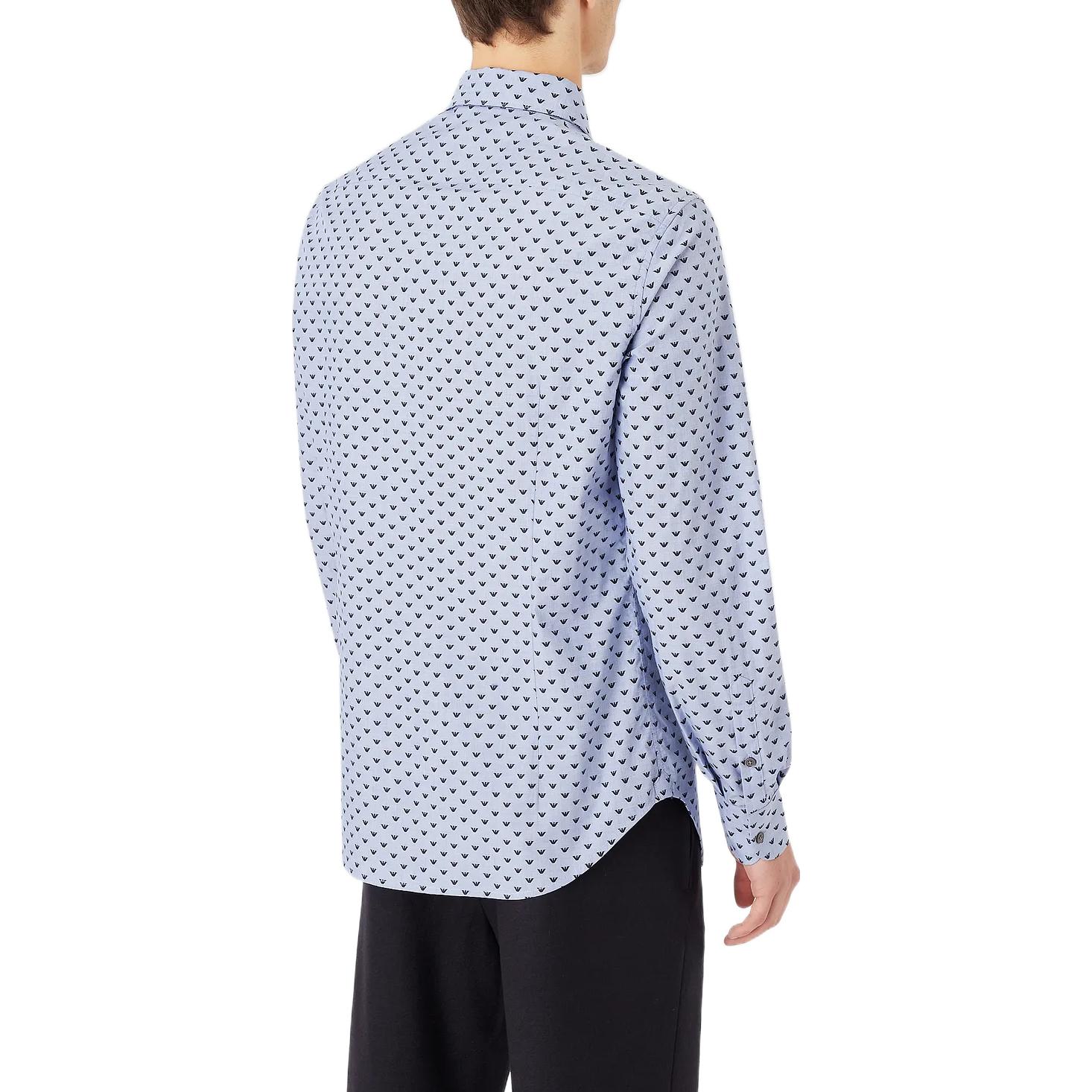Purchase Emporio Armani Micro Eagle Embroidered Long Sleeve Shirt Blue  Shirt. 6L1C861-NMTZ1-F723