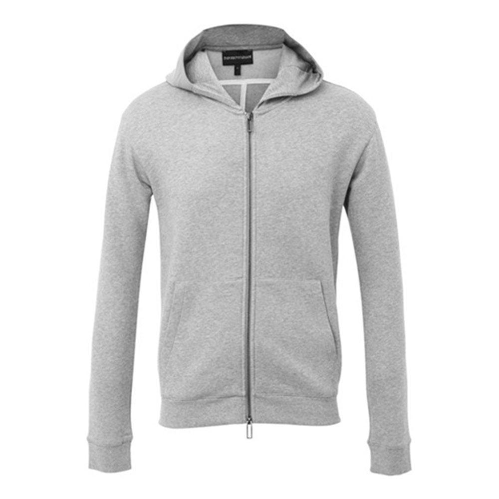 Emporio Armani Minimalist Zip-Up Fleece Hoodie Jacket - Gray 6Y1BD7-1JBHZ-0616