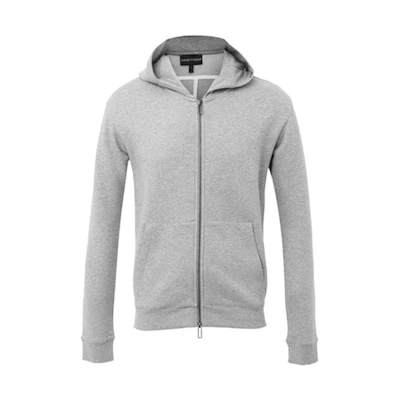Emporio Armani Minimalist Zip-Up Fleece Hoodie Jacket - Gray 6Y1BD7-1JBHZ-0616