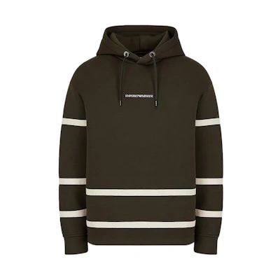 Emporio Armani Modal Logo Hoodie Sweatshirt for Men - Brown 6K1M991JUWZ10558