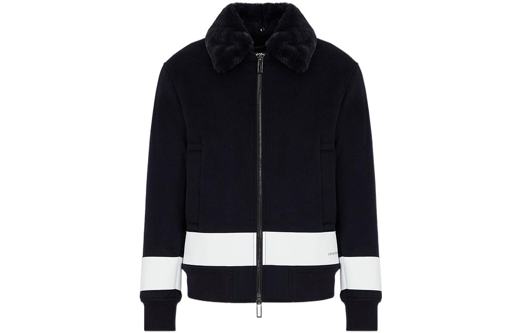 Emporio Armani Navy Blue Colorblock Striped Zip-Up Jacket 6K1B90-1NXQZ1-0920