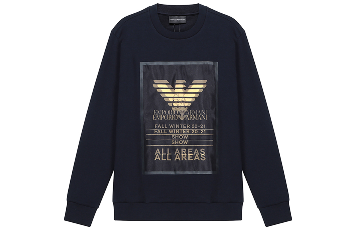 Emporio Armani Navy Blue Cotton Crewneck Long Sleeve Sweatshirt 6H1MQ8-1JHSZ-0920