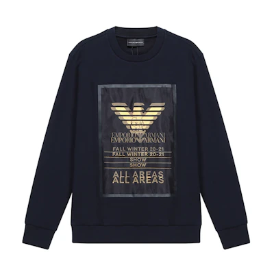 Emporio Armani Navy Blue Cotton Crewneck Long Sleeve Sweatshirt 6H1MQ8-1JHSZ-0920