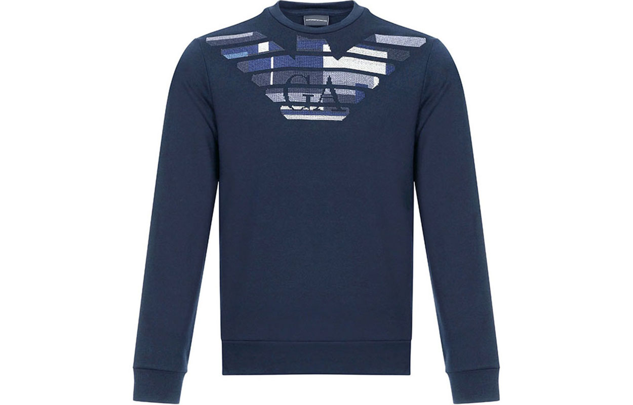 Emporio Armani Navy Blue Eagle Logo Crewneck Pullover Sweatshirt 3Z1ML0-1JQVZ-0926