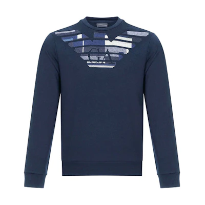 Emporio Armani Navy Blue Eagle Logo Crewneck Pullover Sweatshirt 3Z1ML0-1JQVZ-0926