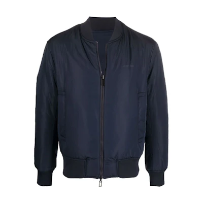 EMPORIO ARMANI Navy Blue Eagle Logo Embroidered Cotton Jacket. 6K1B96-1NPEZ-09F3