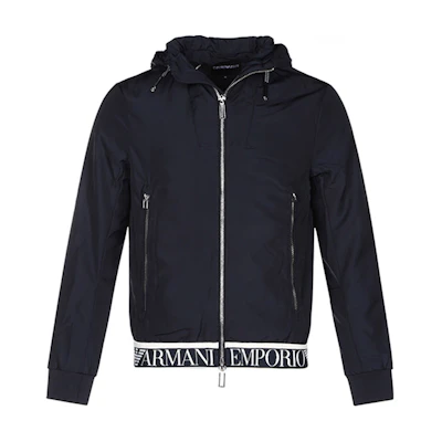 Emporio Armani Navy Blue Hooded Jacket with Letter Logo Hem 6H1BL6-1NYAZ-0920