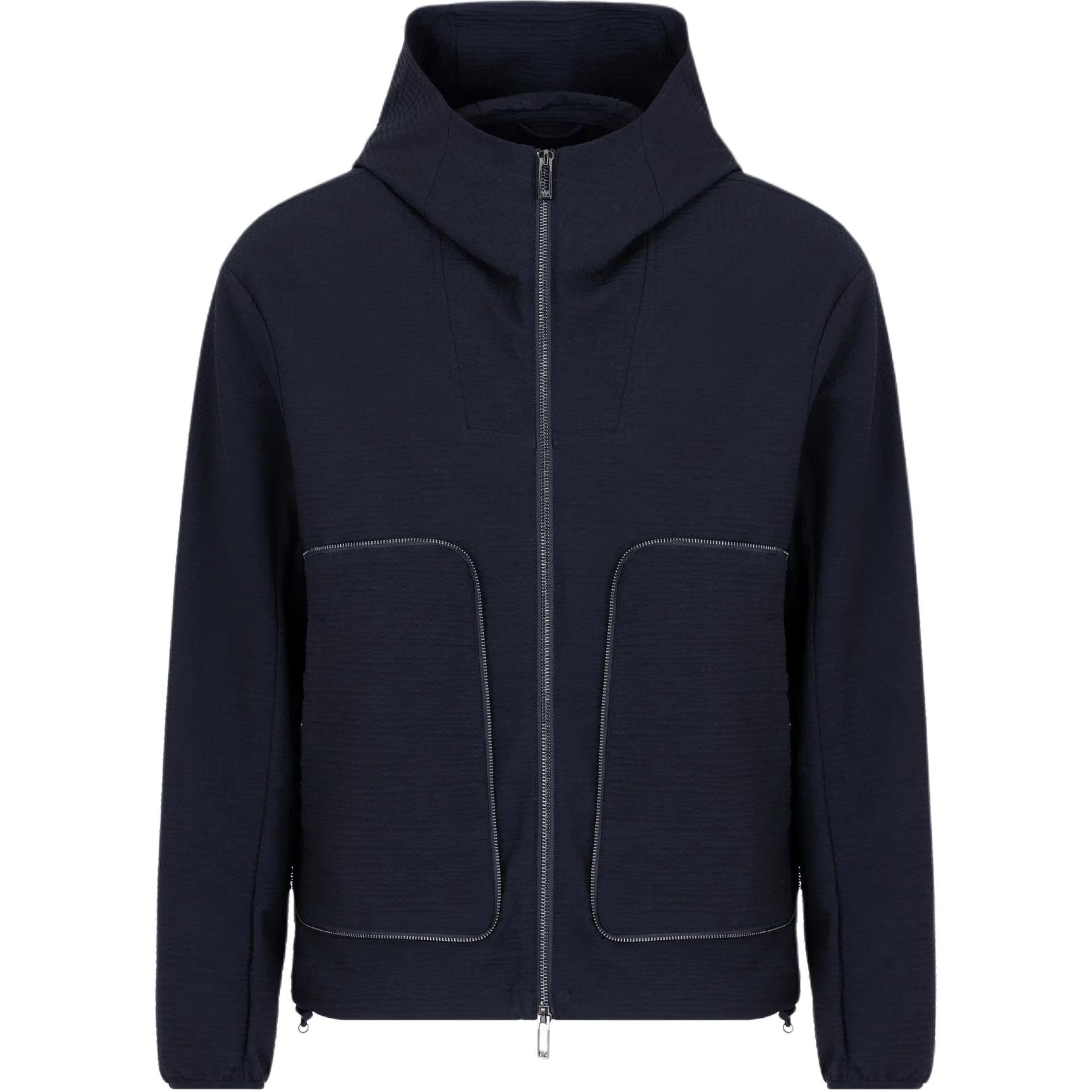Emporio Armani Navy Blue Hooded Zip-Up Jacket FW24 6D1B61-1NSCZ-0920
