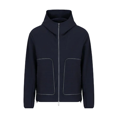 Emporio Armani Navy Blue Hooded Zip-Up Jacket FW24 6D1B61-1NSCZ-0920