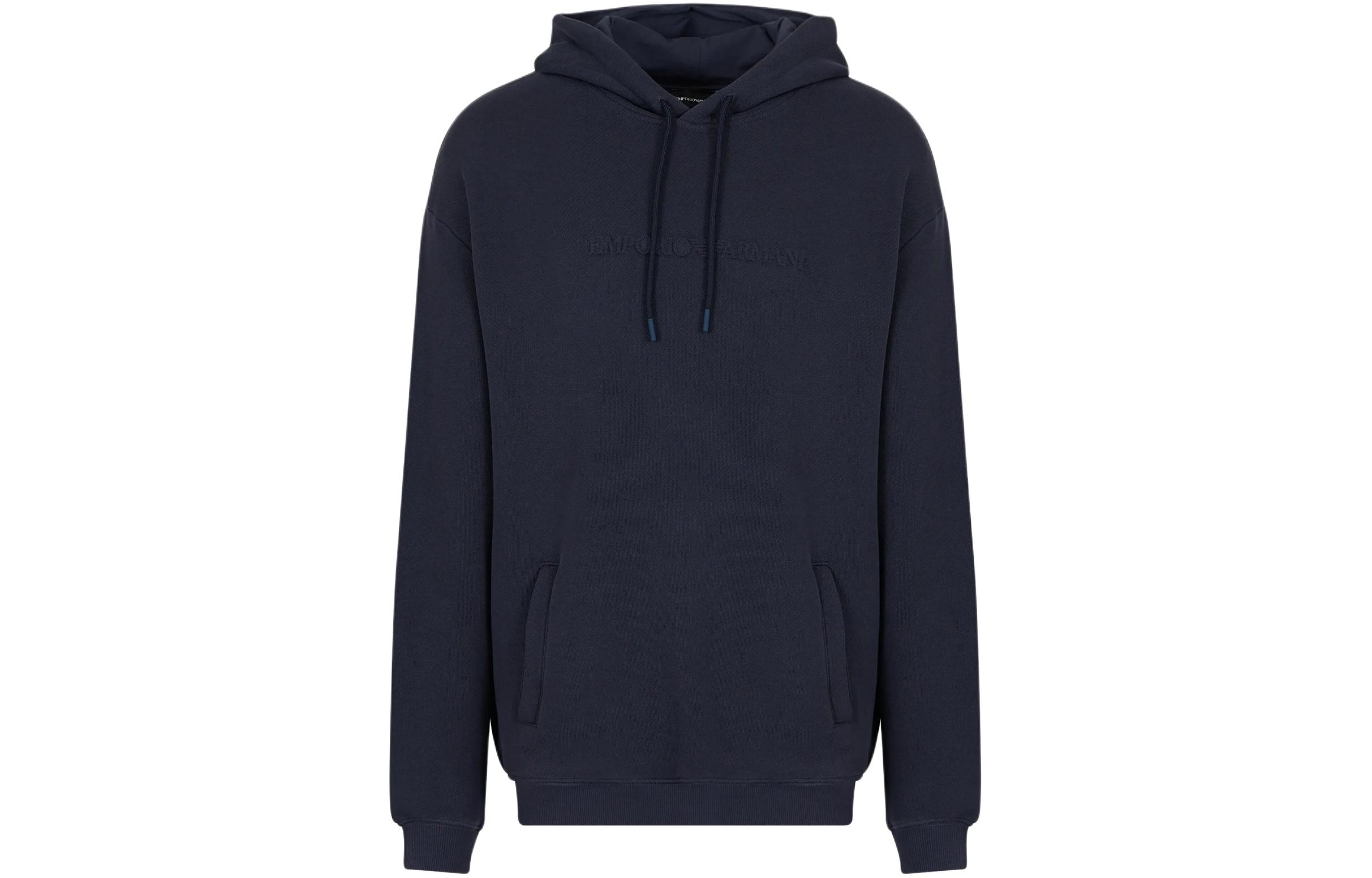 Emporio Armani Navy Blue Hoodie Pullover Casual Loose-Fit Sweatshirt 6R1M7U1-J7DZ1-0922