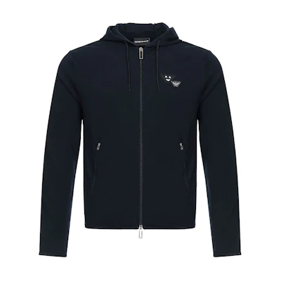 Emporio Armani Navy Blue Hoodie Sweatshirt Jacket Casual Wear 3Z1BN2-1JBTZ-0920