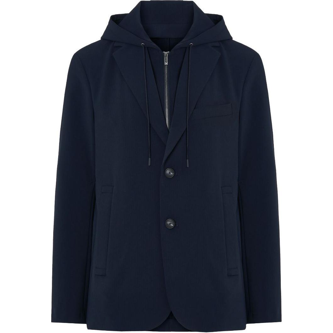 Emporio Armani Navy Blue Layered Zip-Up Hoodie Jacket 3D1973-1NPQZ-0920